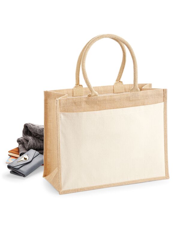W427 Natural Cotton Pocket Jute Shopper