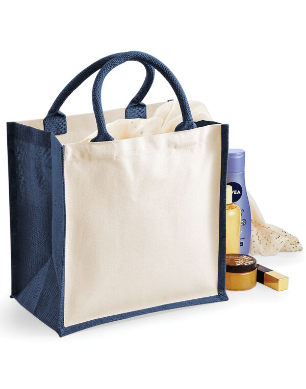 W421 Navy Printers’ Midi Jute bag