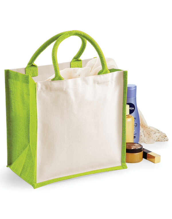 W421 Apple Green Printers’ Midi Jute bag