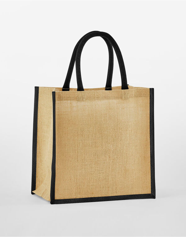 W477 Natural/Black Natural Starched Jute Mini Gift Bag W477 Natural/Black Natural Starched Jute Mini Gift Bag