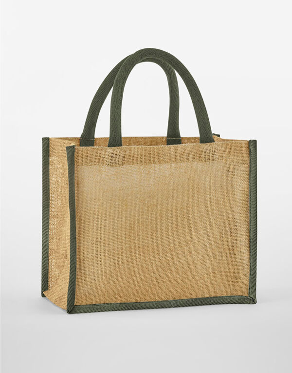 W473 Natural/Olive Green Natural Starched Jute Midi Tote