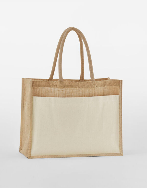 W480 Natural Cotton Pocket Natural Starched Jute Shopper