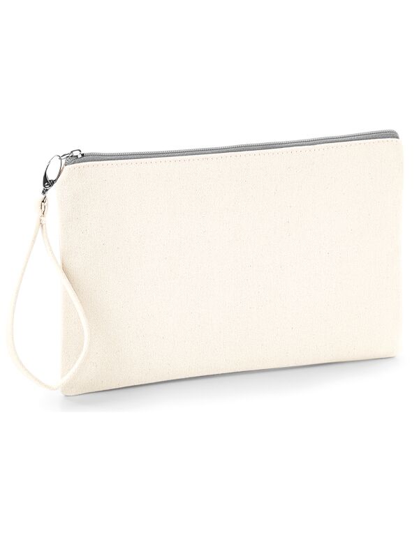 W520 Westford Mill Canvas Wristlet Pouch Natural/ Light Grey