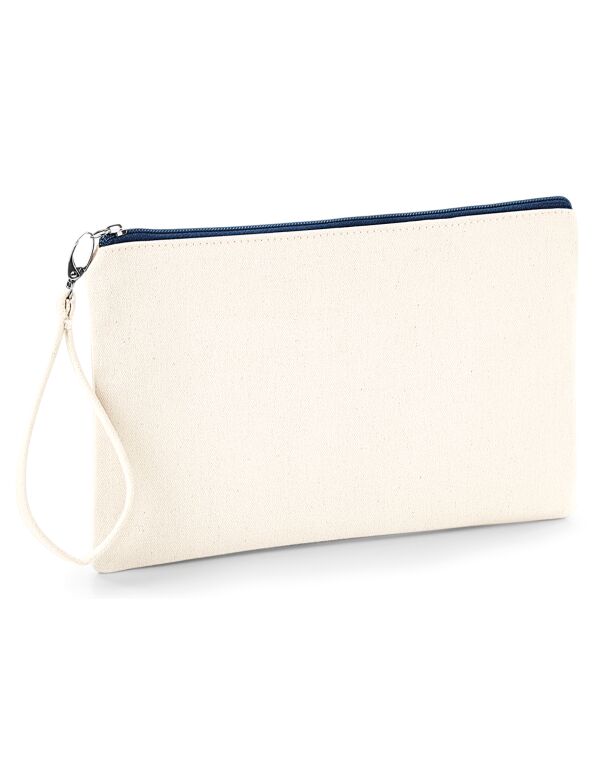 W520 Westford Mill Canvas Wristlet Pouch Natural/Navy W520 Westford Mill Canvas Wristlet Pouch Natural/Navy