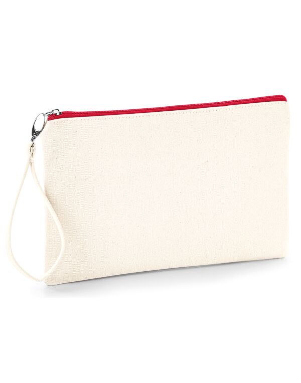 W520 Westford Mill Canvas Wristlet Pouch Natural/Red W520 Westford Mill Canvas Wristlet Pouch Natural/Red
