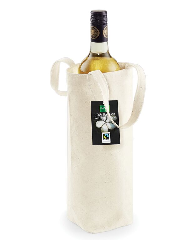 W620 Westford Mill Fairtrade Cotton Bottle Bag Natural W620 Westford Mill Fairtrade Cotton Bottle Bag Natural