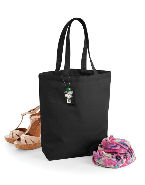 W671 Westford Mill Fairtrade Cotton Camden Shopper Black