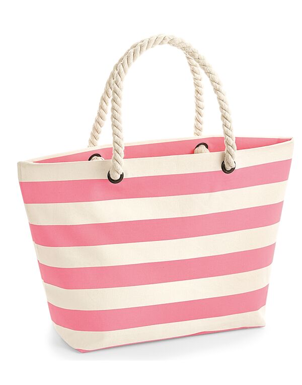 W680 Westford Mill Nautical Beach Bag Natural/ Pink