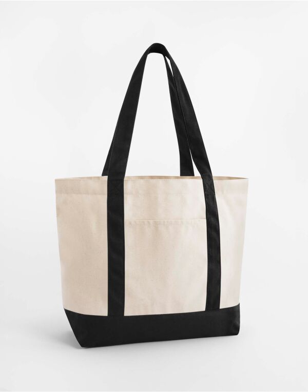 W804 Westford Mill EarthAware Organic Varsity Shopper Natural/Black