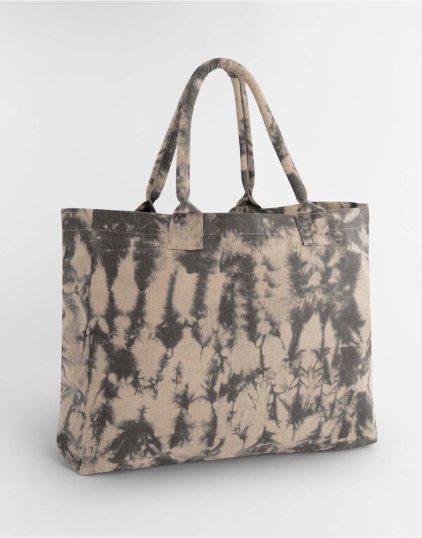 W930 Westford Mill Tie Dye Canvas Tote Bag Sand Black Tie Dye