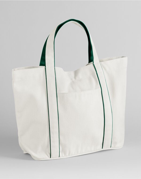 W950 Soft White/Bottle Green Courtside Medium Tote