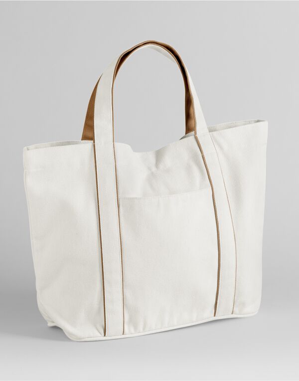 W950 Soft White/Caramel Courtside Medium Tote