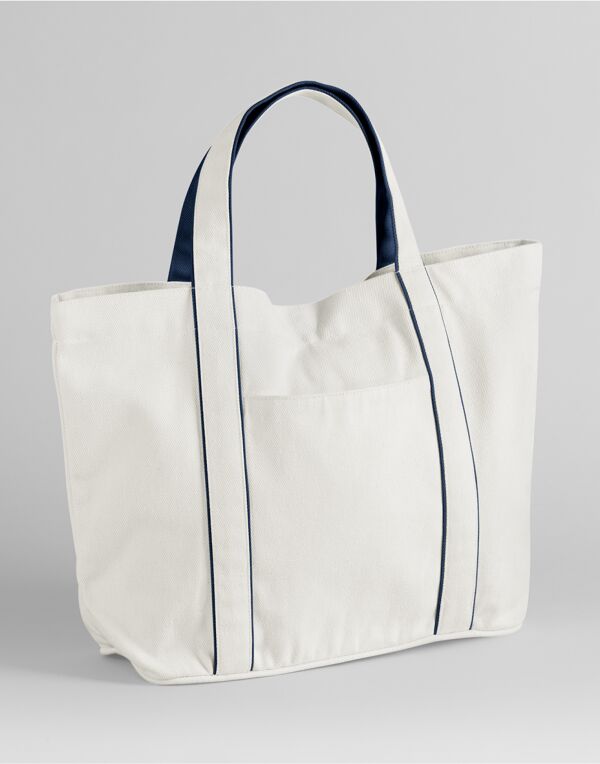 W950 Soft White/French Navy Courtside Medium Tote W950 Soft White/French Navy Courtside Medium Tote