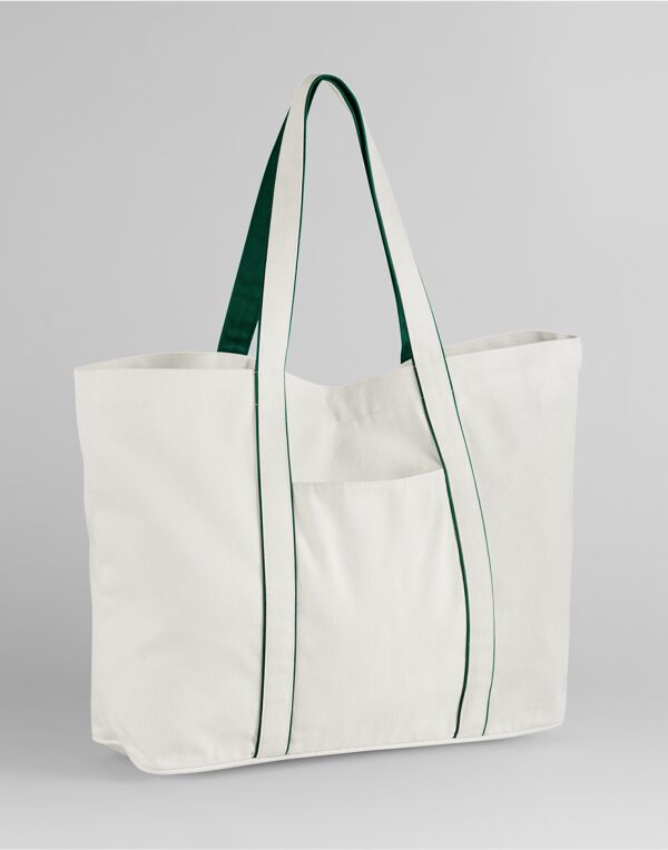 W952 Westford Mill Courtside Large Tote Soft White/Bottle Green