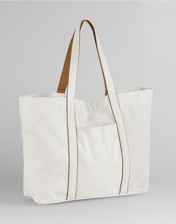 W952 Soft White/Caramel Courtside Large Tote W952 Soft White/Caramel Courtside Large Tote