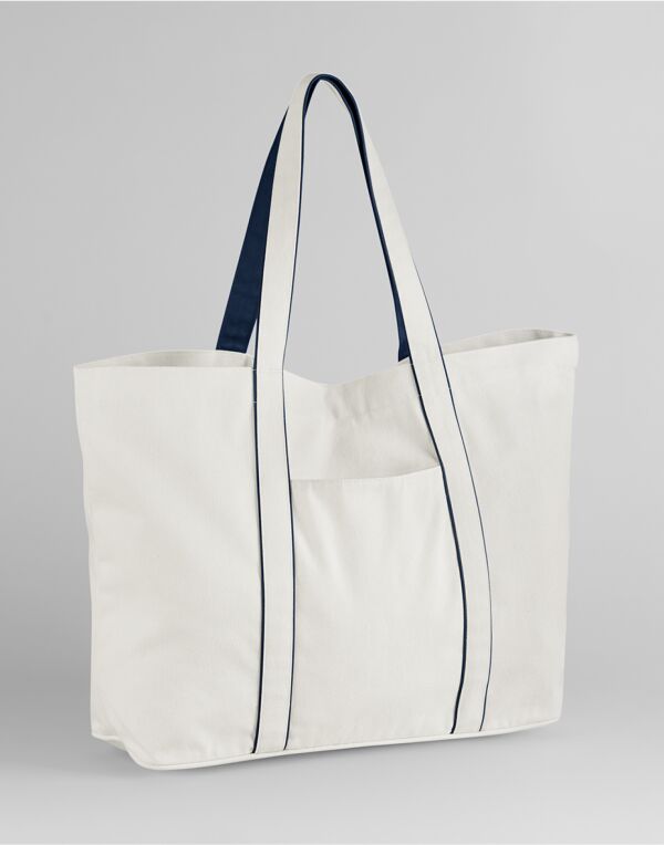 W952 Soft White/French Navy Courtside Large Tote W952 Soft White/French Navy Courtside Large Tote