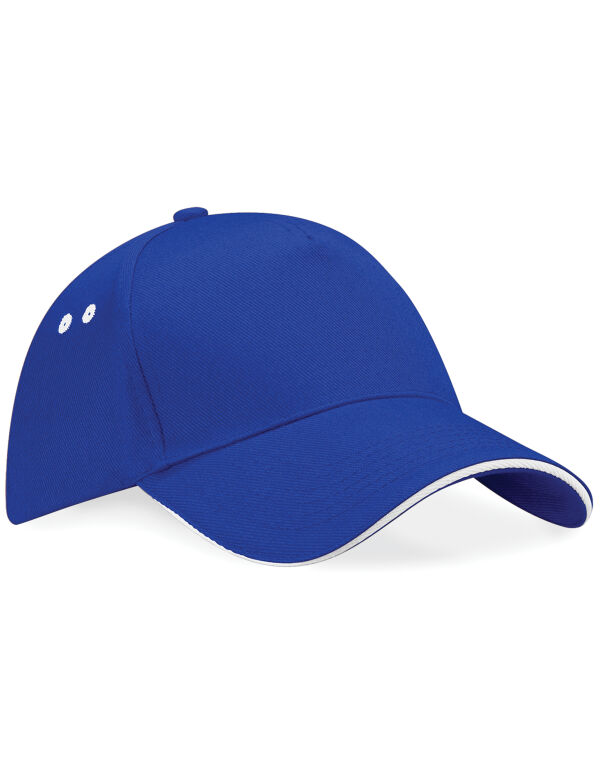 B15C Beechfield Ultimate 5 Panel Cap Sandwich Peak Bright Royal/White B15C Beechfield Ultimate 5 Panel Cap Sandwich Peak Bright Royal/White