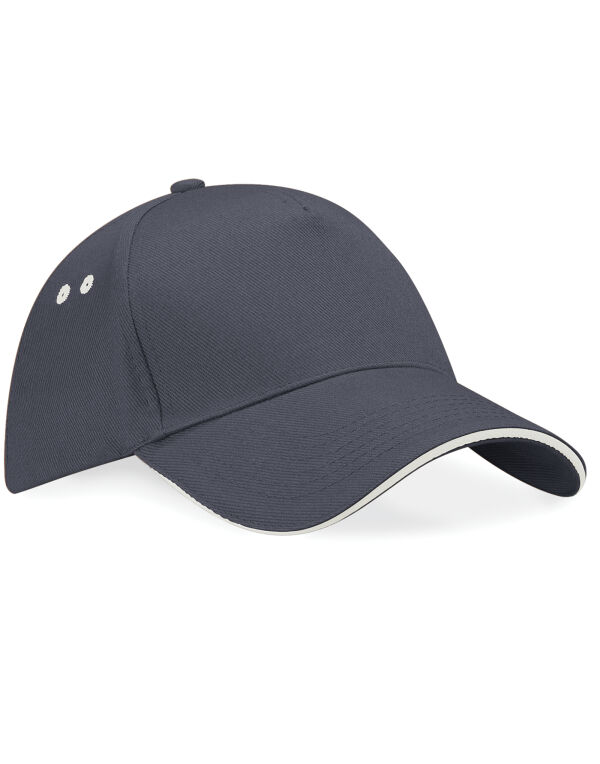 B15C Beechfield Ultimate 5 Panel Cap Sandwich Peak Graphite Grey/oyster Grey