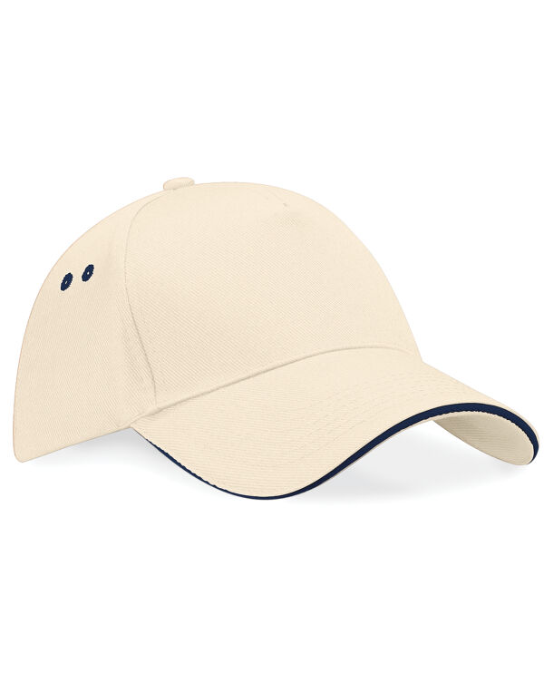B15C Beechfield Ultimate 5 Panel Cap Sandwich Peak Putty/French Navy