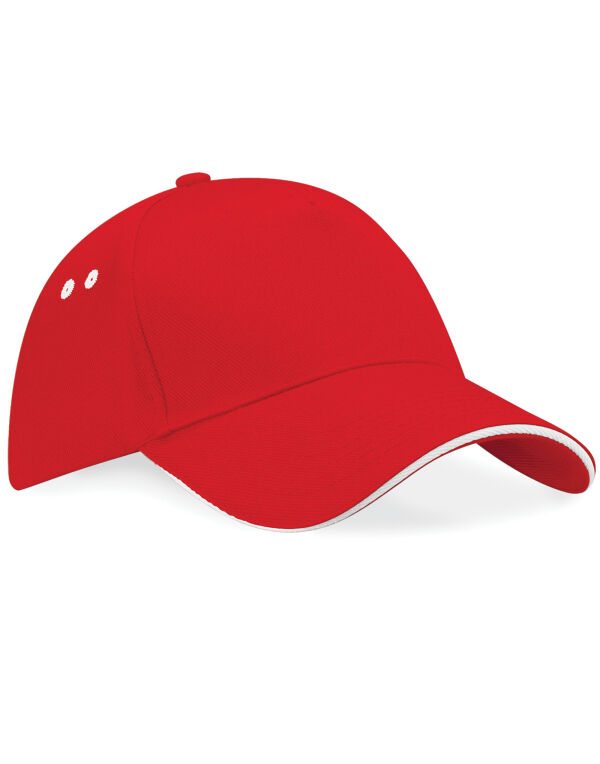 B15C Beechfield Ultimate 5 Panel Cap Sandwich Peak Classic Red/White B15C Beechfield Ultimate 5 Panel Cap Sandwich Peak Classic Red/White