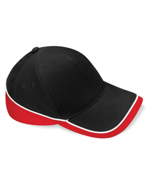 B171 Beechfield Teamwear Competition Cap Black/Classic Red/White