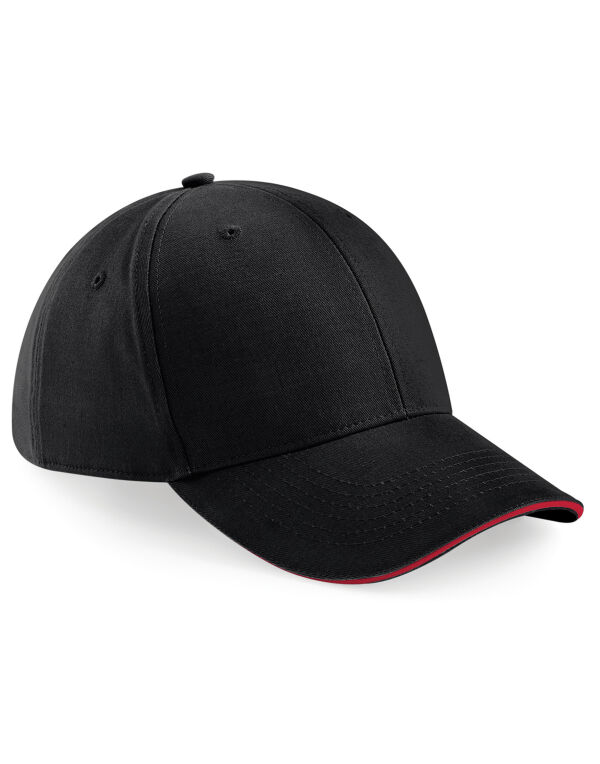 B20 Beechfield Athleisure 6 Panel Cap Black/Classic Red