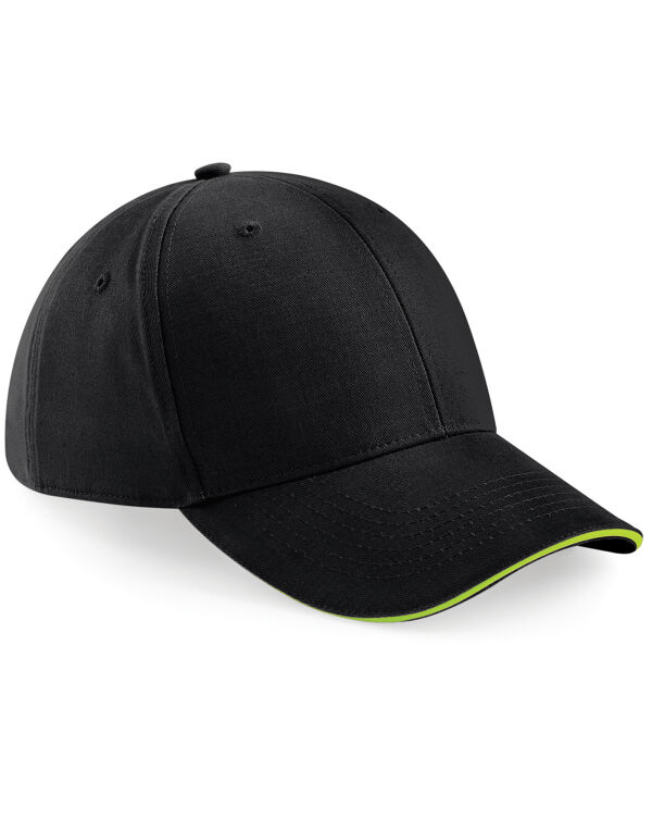 B20 Beechfield Athleisure 6 Panel Cap Black/Lime Green