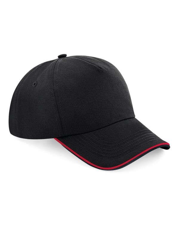 B25C Beechfield Authentic 5 Panel Cap – Piped Peak Black/Classic Red B25C Beechfield Authentic 5 Panel Cap – Piped Peak Black/Classic Red
