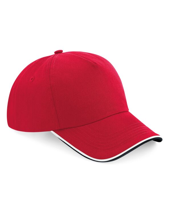 B25C Beechfield Authentic 5 Panel Cap – Piped Peak Classic Red/Black/White B25C Beechfield Authentic 5 Panel Cap – Piped Peak Classic Red/Black/White