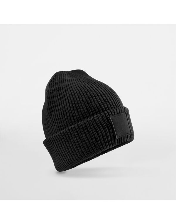 B336B Beechfield Kids Cuff Tonal Patch Beanie Black
