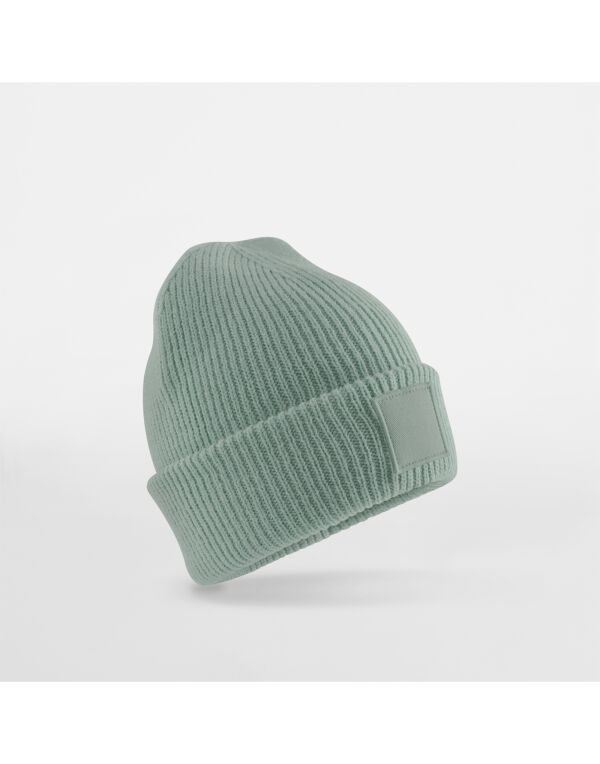 B336B Dusty Green Kids Cuff Tonal Patch Beanie