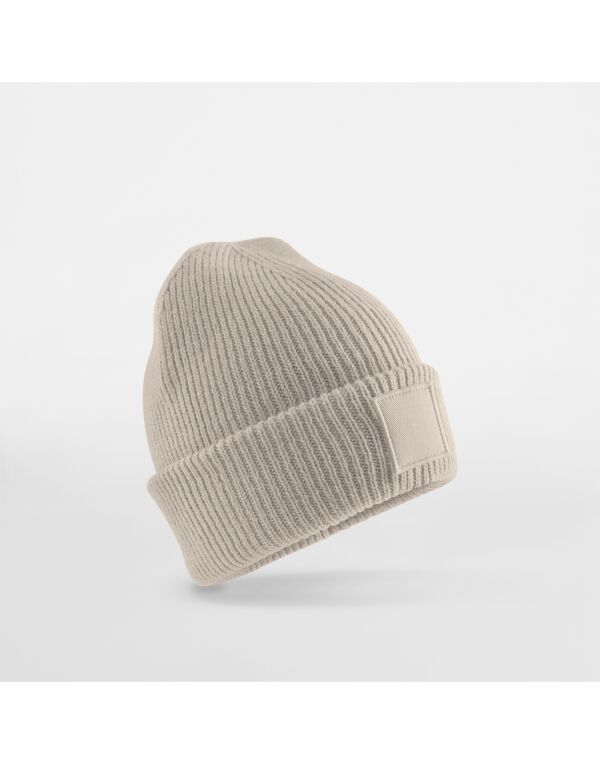 B336B Beechfield Kids Cuff Tonal Patch Beanie Natural Stone