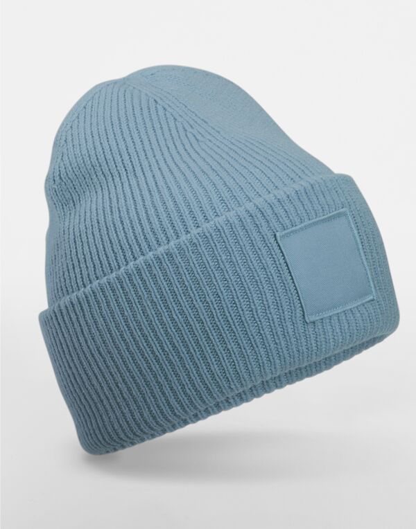 B336R Beechfield Deep Cuffed Tonal Patch Beanie Dusty Blue