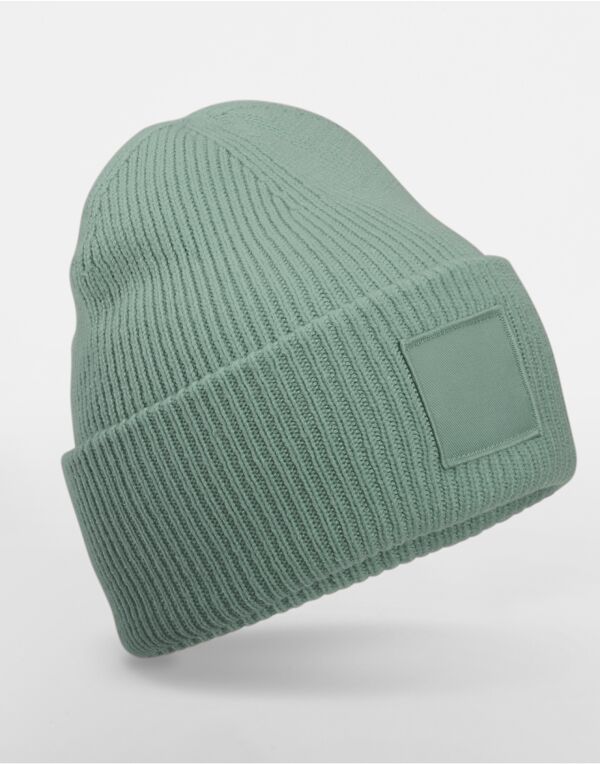 B336R Beechfield Deep Cuffed Tonal Patch Beanie Dusty Green