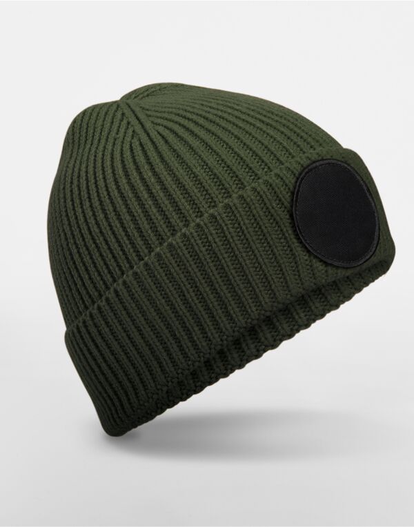 B332R Beechfield Circular Fashion Patch Beanie Olive Green/Black B332R Beechfield Circular Fashion Patch Beanie Olive Green/Black