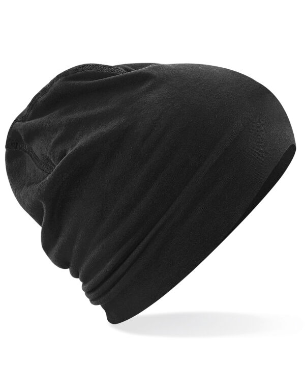 B366 Beechfield Hemsedal Cotton Beanie Black/Black