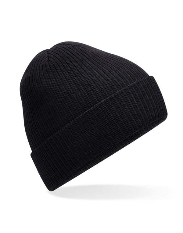 B376R Beechfield Polylana Ribbed Beanie Black