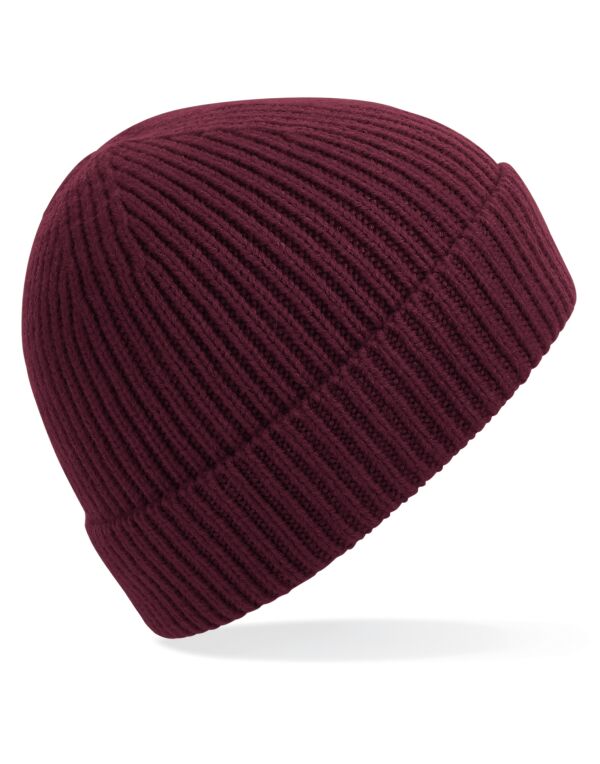B380 Beechfield Engineered Knit Ribbed Beanie Burgundy