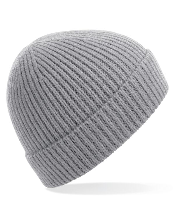 B380 Beechfield Engineered Knit Ribbed Beanie Light Grey