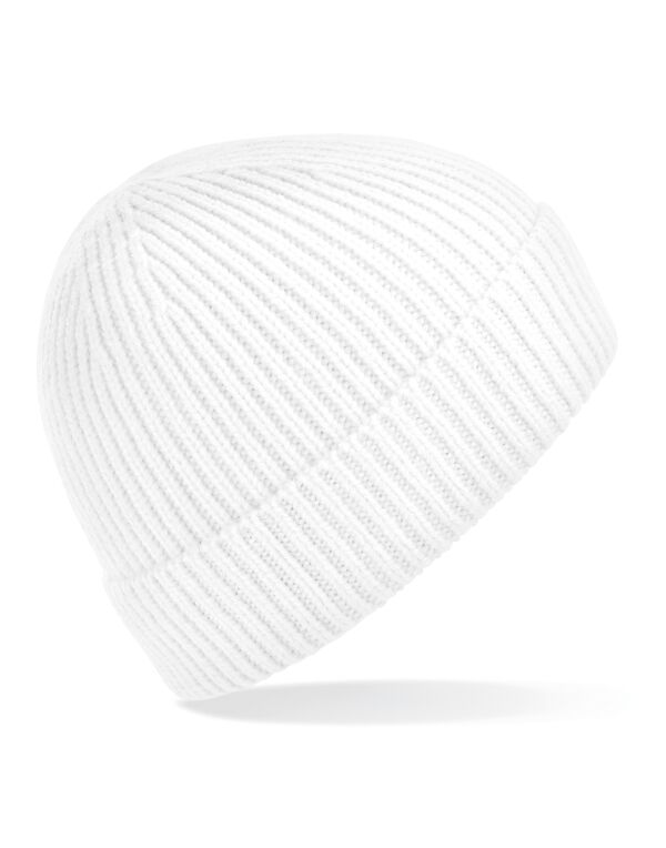 B380 Beechfield Engineered Knit Ribbed Beanie White