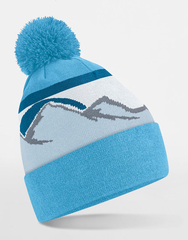 B395R Beechfield Mountain Peaks Pom Pom Beanie Glacier Peaks