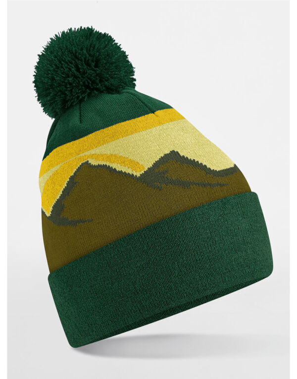 B395R Beechfield Mountain Peaks Pom Pom Beanie Alpine Peaks
