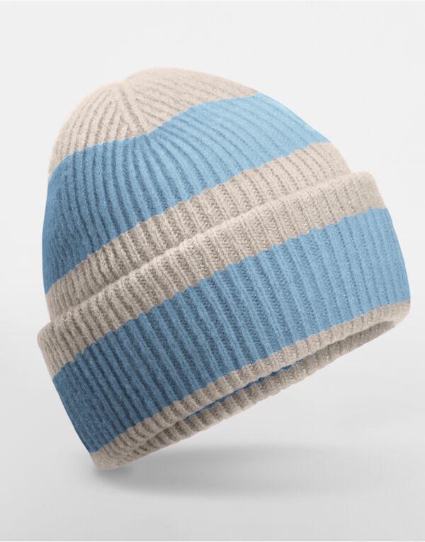 B391R Beechfield Colour Block Beanie Natural Stone/Dusty Blue B391R Beechfield Colour Block Beanie Natural Stone/Dusty Blue
