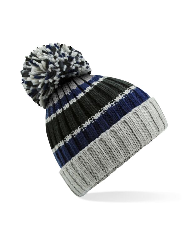 B392 Beechfield Hygge Striped Beanie Blue Steel B392 Beechfield Hygge Striped Beanie Blue Steel