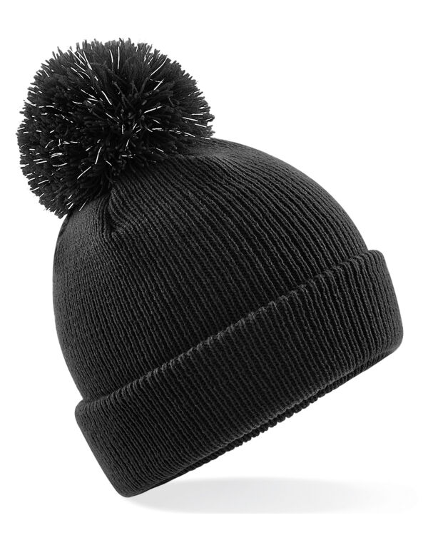 B406B Beechfield Junior Reflective Bobble Beanie Black B406B Beechfield Junior Reflective Bobble Beanie Black