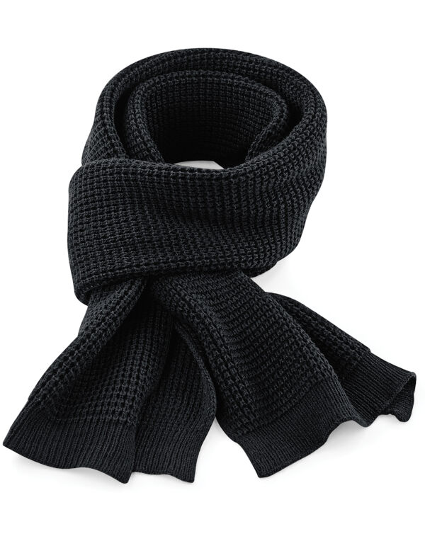 B424 Beechfield Classic Waffle Knit Scarf Black B424 Beechfield Classic Waffle Knit Scarf Black