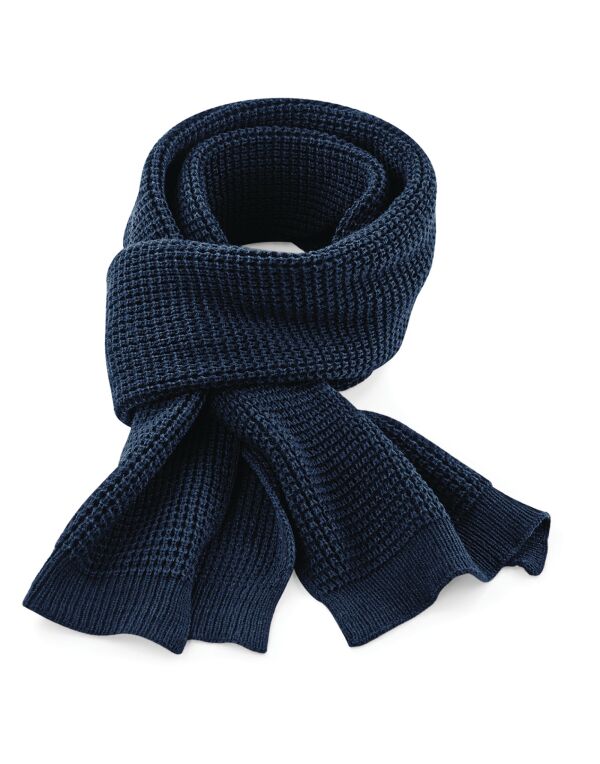 B424 Beechfield Classic Waffle Knit Scarf French Navy B424 Beechfield Classic Waffle Knit Scarf French Navy