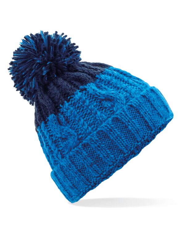 B437 Azure Blue/ Oxford Navy Apres Beanie B437 Azure Blue/ Oxford Navy Apres Beanie