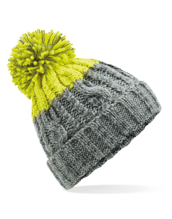 B437 Beechfield  Apres Beanie Light Grey/ Citron