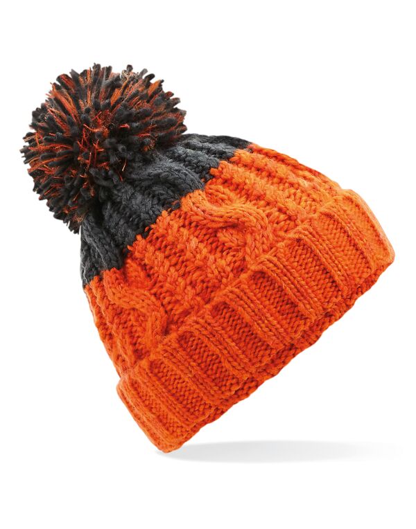 B437 Beechfield  Apres Beanie Orange/ Graphite Grey